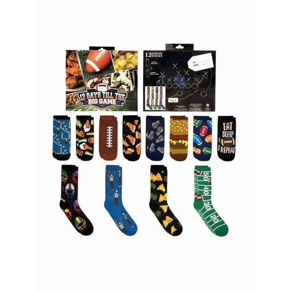 HYP Football Sock Set 12 Days to the Big Game 12 Pair 4 Crew 8 Low Cut OSFM New - Picture 1 of 8